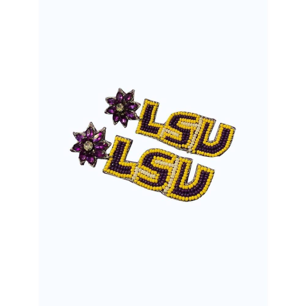 NEW CAPRI DESIGNS women's lsu rhinestone earring in black